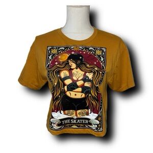 Roller Revival The Skater Tarot Style Short-Sleeve Crop Top T-Shirt Roller Derby